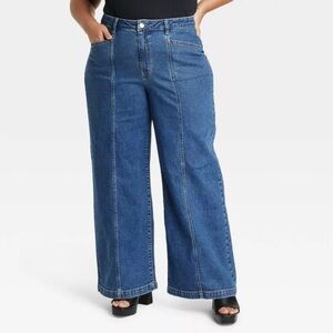 Ava & Viv Womens Plus High Rise Regular Fit Full Wide-Leg Jeans Midweight Sz 20